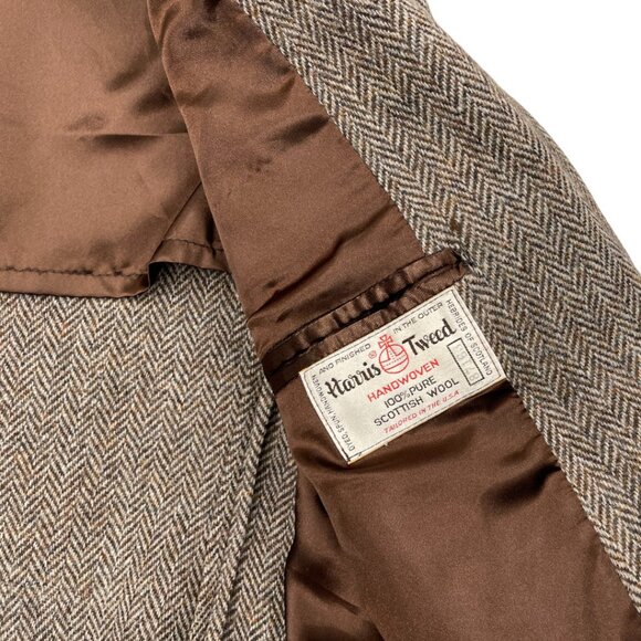 Stafford Harris Tweed Scottish Wool Scotland Blazer Herringbone Jacket Men's 44 - Picture 7 of 8